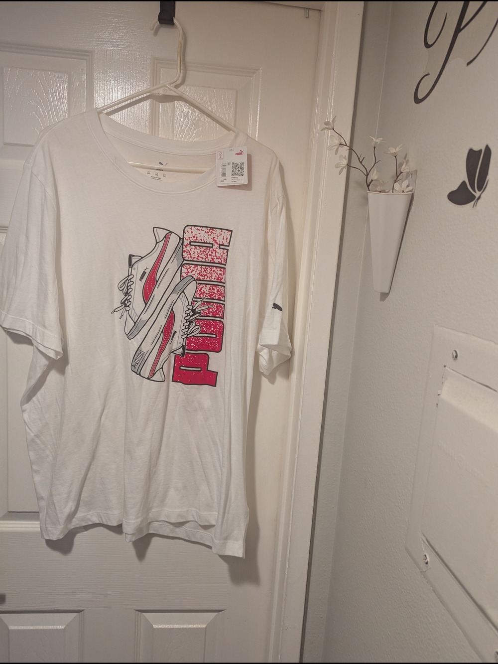 Puma White Tee with Red Sneaker Graphic